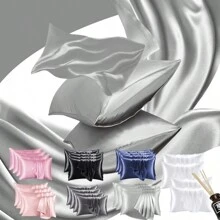 Satin Pillowcase Is Suitable For Hair And Skin Similar To Silk Pillowcase, Pillowcase Large Size 4-Piece Set-Satin Cooling Pillowcase With Envelope Seal