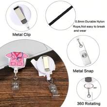 1 件/3 件粉色护士徽章卷轴 - 可伸缩和旋转证件夹，带易拉夹，耐用亚克力 - 彩色 - 查看 2