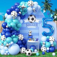 1 set de globos numerados de 32 pulgadas con temática de fútbol (5, 6, 7, 8, 9, 10, 11, 13 o edades), globos azul marino adecuados para partidos deportivos, cumpleaños, vacaciones, decoración de fiestas, decoración de arco - Multicolor - Ver 1