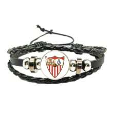 1pc Football Club Crystal PU Leather Bracelet For Men & Women Sports Fans