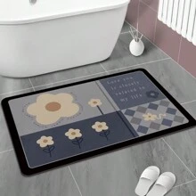 Floral Bathroom Absorbent Rug, Water Absorbent Mat, Quick Dry Non-Slip Doorway Mat, Foot Pad, Bathroom Kitchen Carpet, Outdoor Mat, Home Mat Entryway Decor Bathroom Kitchen Decor