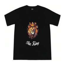 Playera de hombre estampado THE KING - Negro - Ver 1