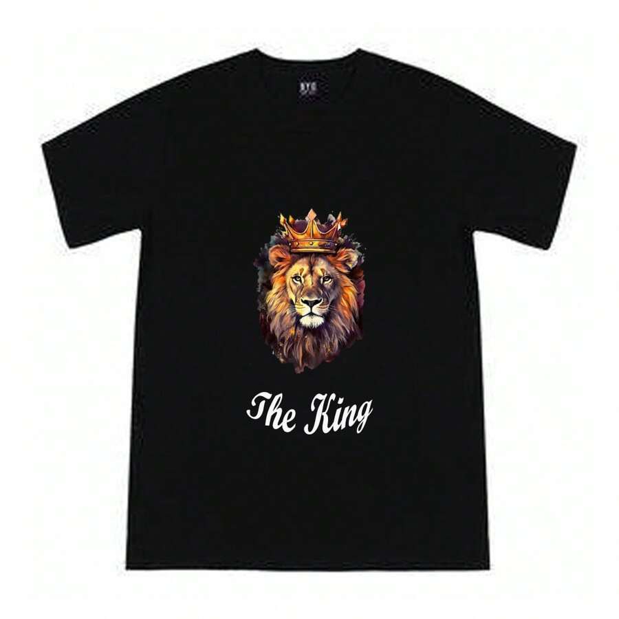 Playera de hombre estampado THE KING - Negro - Ver 1