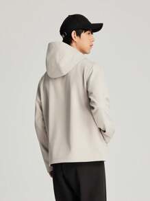 TECTOP Men's Soft Shell Padded Jacket Fall And Winter Warm Waterproof Wear Outdoor Climbing And Hiking Sports Zipper Pockets Hooded Windproof - Apricot - View 2