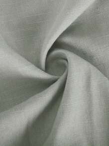 Men's Linen Pants Solid Color Pleated Mid Waist Straight Leg Casual Trousers With Pockets For Daily Office - 灰色 - 查看 4