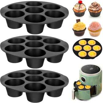Moule à muffins et à cupcakes en silicone pliable de 7 pouces/8 pouces avec 7 compartiments, diverses spécifications et couleurs disponibles - antiadhésif, facile à nettoyer, convient aux moules à cupcakes et à muffins. Ensemble de cuisson, desserts maison, accessoires de cuisine, idéal pour les mini-tartelettes