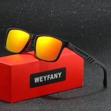 男女方形运动太阳镜，适合户外、骑行、钓鱼、驾驶，配有礼品盒，非常适合节日礼物 - 彩色 - 查看 2