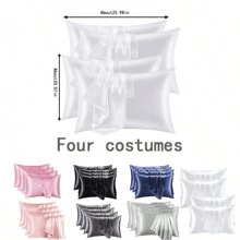 Satin Pillowcase Is Suitable For Hair And Skin Similar To Silk Pillowcase, Pillowcase Large Size 4-Piece Set-Satin Cooling Pillowcase With Envelope Seal