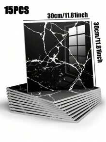 2/5/8 piezas Pegatinas de azulejos de cerámica autoadhesivas, fondo de imitación de mármol, decoración de pared, material de PVC resistente al agua y al aceite, papel tapiz de baño, pegatinas de azulejos de cerámica, adecuado para cocina, sala de estar, baño, dormitorio, paneles de pared extraíbles, papel tapiz, artículos de decoración de primavera para renovar su hogar, pegatinas de decoración Rama, regalos de cumpleaños, graduación, decoración de habitaciones