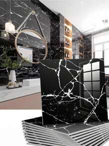 2/5/8 piezas Pegatinas de azulejos de cerámica autoadhesivas, fondo de imitación de mármol, decoración de pared, material de PVC resistente al agua y al aceite, papel tapiz de baño, pegatinas de azulejos de cerámica, adecuado para cocina, sala de estar, baño, dormitorio, paneles de pared extraíbles, papel tapiz, artículos de decoración de primavera para renovar su hogar, pegatinas de decoración Rama, regalos de cumpleaños, graduación, decoración de habitaciones