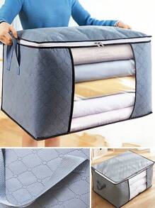 1pc Large Capacity Non-Woven Clothes Storage Bag Clothes Packaging Box Quilt Organizer Storage Bag Dustproof Fabric Clothes Storage Bag Moisture-Proof Clothes Finishing Bag Closet Organizer Zipper Portable Organizer Versatile Clothes Container For Comforter Blankets Bedding Clothing Home Storage & Organization Bedroom Clothes Organizer With Handle & Clear Window Bedroom Accessories Clothes Storage Organizer Closet Organization And Storage - Grey - View 10