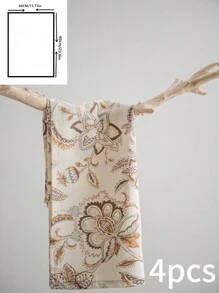 复古花卉印花长方形手巾，适合日常使用、节日、派对、餐桌装饰、所有季节