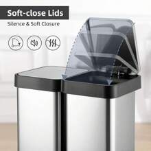 Mülleimer KüChe, Abfalleimer Mit Inneneimer, MüLltrennsystem 2 FäCher, Silber Edelstahl Treteimer Mit Deckel Und Softclose (20L+20L)