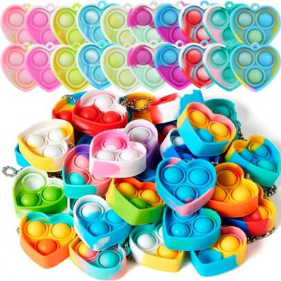 10/24/40 Pack Valentines Day Gifts For Party Favors,Pop Fidget Toys,Mini Push Bubble Pops Bulk Sensory Toys, Birthday Gifts Classroom Prizes For Goodie Bag Treasure Chest Box Color Random