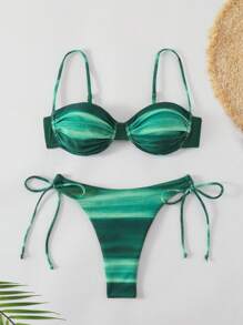 Fashionable Sexy Gradient Color Bikini Set For Beach Vacation Summer - Green - View 1