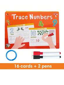 1 Set Reusable Wipeable Education Flash Cards, Numbers 1-3, Dry-Erase Handwriting Practice Tools, Graphics Learning Cards For Activities - Multicolor - View 14