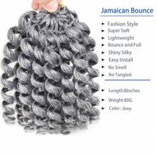 DWNSEN 3Packs 2X Ringlet Wand Curl 8Inch Jamaican Bounce Crochet Hair Synthetic Crochet Braids Hair Extensions Crochet Braiding Hair 24 Roots (8Inch (Pack Of 3) - Xám - Xem 5