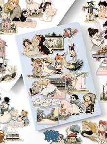 50 件卡通/漫画人物贴纸套装适用于笔记本、手提电脑、行李箱、水瓶、剪贴簿、DIY、吉他、乐器、学校用品、返校 - 彩色 - 查看 5