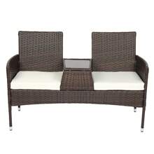 131*61*83cm Disassembled Iron Frame Brown Gradient Rattan Lover Chair