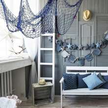 Decoração de Parede com Rede de Pesca Natural com Conchas, Decoração de Festa com Tema Oceânico Rede de Pesca Festa de Piratas, Casamento, Decoração de Fotografia, Natal