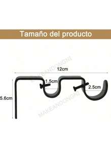 Support Set 3 Double Curtain Rods For Wall Adjustable Hook - Multicolor - View 4