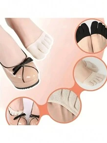 1/2pairs Women's Anti-Blister Half-Palm Five-Toe Socks, Half-Size Pads For Breathable High Heels, Invisible Forefoot Socks Split-Toe High Heels Socks, Non-Slip, Sweat-Absorbent, Breathable And Ventilated, Including Soft Pads For High Heels, Ergonomic Design For Ultimate Comfort