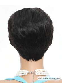 Perruque de cheveux humains court bouclé avec franges human hair