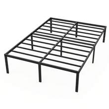 VA-Estructura de cama de metal cerúleo de 41,5 cm de altura con espacio de almacenamiento debajo de la cama - estructura de cama de metal con plataforma para adolescentes y adultos - negro