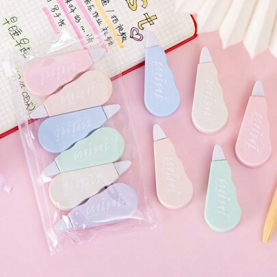 6pcs Macaron Color Correction Tape, Student Smear Correction Error Correction Tape For Instant Correction, Cute Correction Belt Mini Candy Color Student Correction Tape, Easy To Carry, Gifts For Beginning And Graduation Back To School