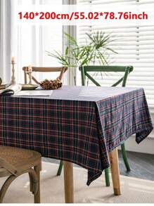 1 pieza Mantel de Navidad a cuadros vintage estilo americano, adecuado para cocina, comedor, sala de estar, decoración de fiesta navideña - Multicolor - Ver 10