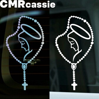 1pc Waterproof PET Mary Decal Sticker, Suitable For Car, Truck, Tablet, Tumbler, Phone - Christian Sacred Sticker Set