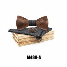 Wooden Bowknot Gravata 3D Paisley Design With Handkerchief And Cufflinks ,Wedding Groom Gift Butterfly For Men's Suit Shirt Necktie Jewerly Accessory