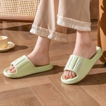 Women's Letter Design Slippers, Casual Open Toed Soft Soled Shoes, Comfortable Slippers