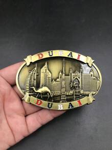 1个3D复古青铜建筑磁贴，旅行纪念品装饰冰箱贴，家居便利备忘录磁贴，城市地标建筑纪念磁贴