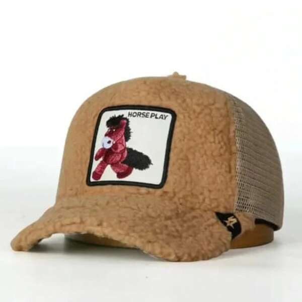 Gorra Trucker Daddy Papá, Tipo béisbol, Gorra de Malla para hombres y mujeres. Moda Primavera/Verano Snapback Negra, Gorra de Peluche Oso Teddy, Caballo Horse