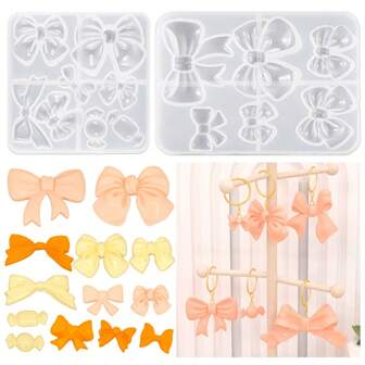 Bow Jewelry Epoxy Resin Mold DIY Hair Clip Flower Bow Earrings Pendant Silicone Mold Valentines