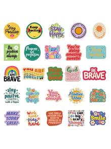 50张彩色正能量涂鸦贴纸，防水PVC材质，个性化礼品装饰，水瓶贴纸，剪贴簿贴纸，学习用品，返校季 - 彩色 - 查看 7