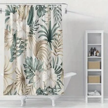 Floral And Plant Pattern Shower Curtain - Waterproof, Machine Washable, Includes Hooks - Suitable For All Seasons Home Bathroom Decor Fall Decor Bathroom Accessories Back To School - Golden Green Flowers - View 8