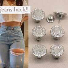 Set de 6 botones premium de acero inoxidable y aleación, botones desmontables sin costura para vaqueros, chaquetas y manualidades DIY