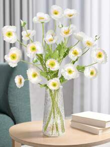5 pièces/2 pièces/1 pièce/paquet Fleurs de coquelicot artificielles avec tiges longues floquées, fleurs de coquelicot factices en soie réaliste pour la maison, le mariage, les fêtes, les centres de table, les bouquets de mariage, le bureau, la décoration d'hôtel - Multicolore - Voir 4