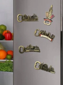 1 件复古金属磁性开瓶器冰箱贴，创意 3D 风景民族风文化创意磁性开瓶器冰箱贴