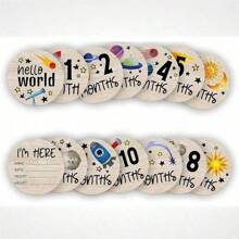 7pièces/set Cartes rondes en bois gravées recto-verso pour étapes de développement, cartes-cadeaux pour photographie, cartes mensuelles, étapes de développement photographique, fournitures scolaires, rentrée scolaire