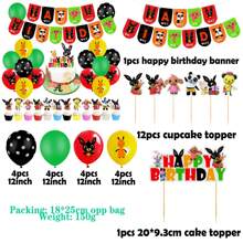 1 set di decorazioni per feste di compleanno a tema coniglietto nero "Bing Bing Happy Birthday", perfetto per feste di compleanno di bambini, feste a tema, riunioni familiari, feste di Capodanno