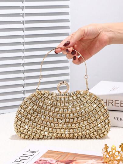 Luxury Crystal Gemstone Clutch Bag, Elegant Sparkling Wristlet Wallet, Suitable For Wedding Party, Prom, Banquet, Gift For Women, Birthday, Valentine's Day, Prom Bag For Party, Clutch Bag For Wedding