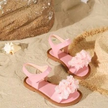 زوج واحد من الصنادل الكاجوال للبنات/الأطفال المزينة بالفراشات والزهور، مناسبة لفصلي الربيع والصيف