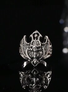 Set de 6 anillos geométricos lisos de acero inoxidable con diseños de estrella y calavera, al estilo clásico europeo y americano, adecuados para uso diario de hombres, fiestas y regalos de vacaciones - color acero - Ver 8