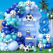 1 set de globos numerados de 32 pulgadas con temática de fútbol (5, 6, 7, 8, 9, 10, 11, 13 o edades), globos azul marino adecuados para partidos deportivos, cumpleaños, vacaciones, decoración de fiestas, decoración de arco - Multicolor - Ver 15