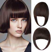 Extensions per frangia molletta-on - Frangia finta francese sfilacciata di 12 cm di spessore, per tempie, per uso quotidiano delle donne, disponibile in 5 colori