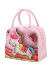 1个女童大容量午餐包，3D卡通图案，防污、防褪色、轻便，理想的礼物之选