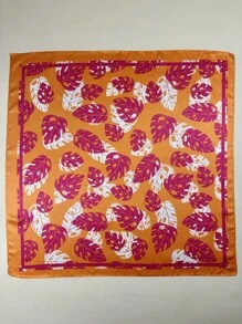 1PC Khăn vuông in họa tiết lá nhiệt đới thanh lịch dành cho nữ Bandana Khăn trùm đầu bằng vải satin Phụ kiện tóc - Nhiều màu - Xem 4
